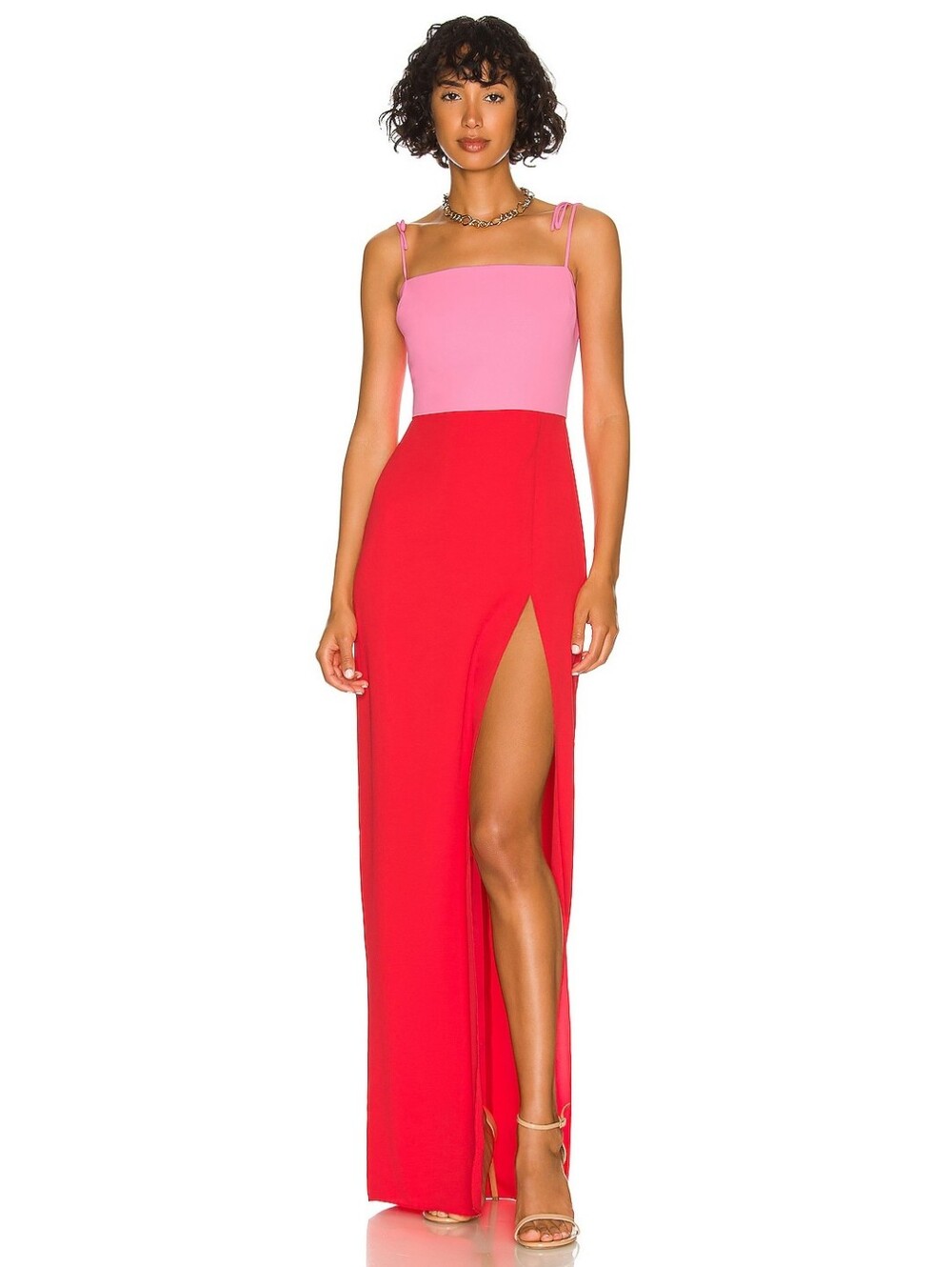 X REVOLVE Avani Gown in Shocking Pink & Crimson Amanda Uprichard Medium